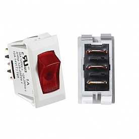RV Designer Rocker Switch, White/ Red 10 Amp Illuminated On/Off - SPST - S241