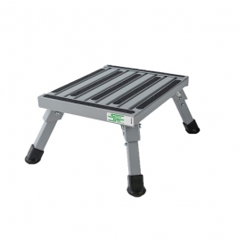 Aluminum Step Stool with Adjustable Leg 14 Inch x 11 Inch - Silver