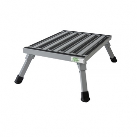 Large Aluminum Step Stool With Adjustable Leg 19″ x 15″ - Silver F-08C-V