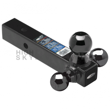 Tow Ready Tri-Ball Trailer Hitch Ball Mount 2 inch Square 8 inch Long Shank Black 2000 GTW