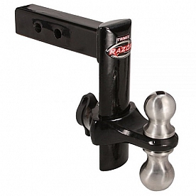 Trimax 2 inch RV Hitch Ball Mount Razor Chrome Adjustable 8 inch Drop in 1 inch - TRZ8PB