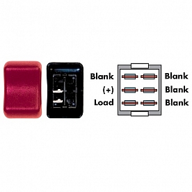 Diamond Group Contour Rocker SPST - Red Lamp On/Off, 1 Per Card DG2A31VP