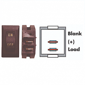 Diamond Group Labeled On/Off Rocker Switch SPST - Brown 1/card