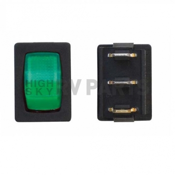 Diamond Group Mini Illuminated On/Off Switch SPST - Black/Green 1/card DG238VP
