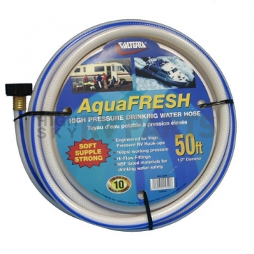 Valterra AquaFRESH RV Fresh Water Hose, 1/2″ X 50′, White - W01-5600 