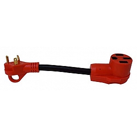 Valterra Mighty Cord 30AM-50AF Adapter Cord with Handle, 12″, Red - A10-3050F