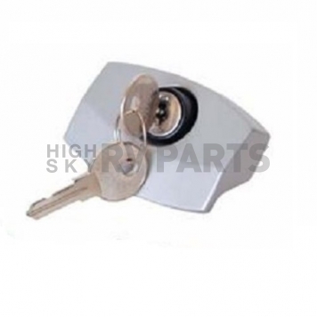 Entry Door Latch - Locking Camper Type - White with Key - E311-1