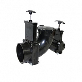 Valterra Sewer Waste Valve with 3 inch Hub x 1.5 inch Hub x 3 inch Bayonet Cap - T80