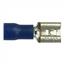 Wire Terminal End 1/4 inch Female Quick Disconnect 16-14 Ga Wire, Blue, Case Of 100
