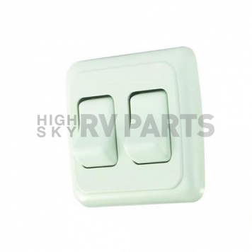 JR Products Multi Purpose Double On/Off Rocker Switch SPST - White With Bezel-2