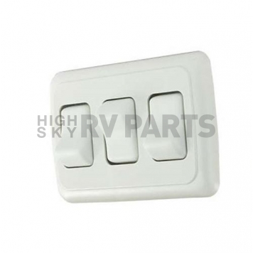 JR Products Multi Purpose Triple On/Off Rocker Switch SPST - White With Bezel-2