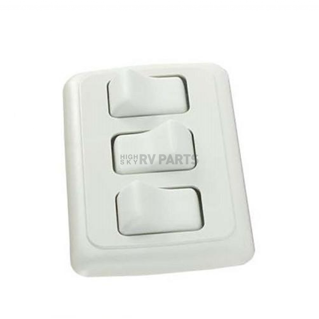 JR Products 12025 White Triple SPST On-Off Switch with Bezel 