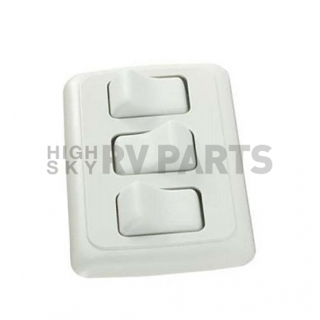JR Products Multi Purpose Triple On/Off Rocker Switch SPST - White With Bezel-1
