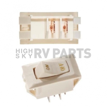 RV Designer Ivory Rocker Switch 10 A With Gold Text, ON/OFF - SPST - S279-3