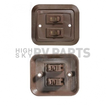 RV Designer Double Multi Purpose Switch - Countour On /Off SPST Brown-1