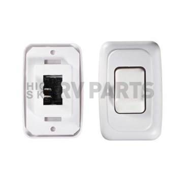 RV Designer Multi Purpose Contoured Wall Switch, SPST - White Single - S531-2