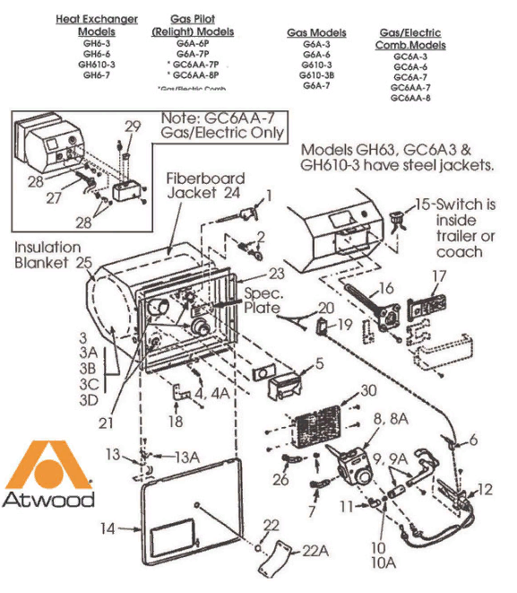 Dometic Atwood GC6AA-8 | High Sky RV Parts  Wiring Diagram Atwood Gas Electric Water Heater    RV Parts