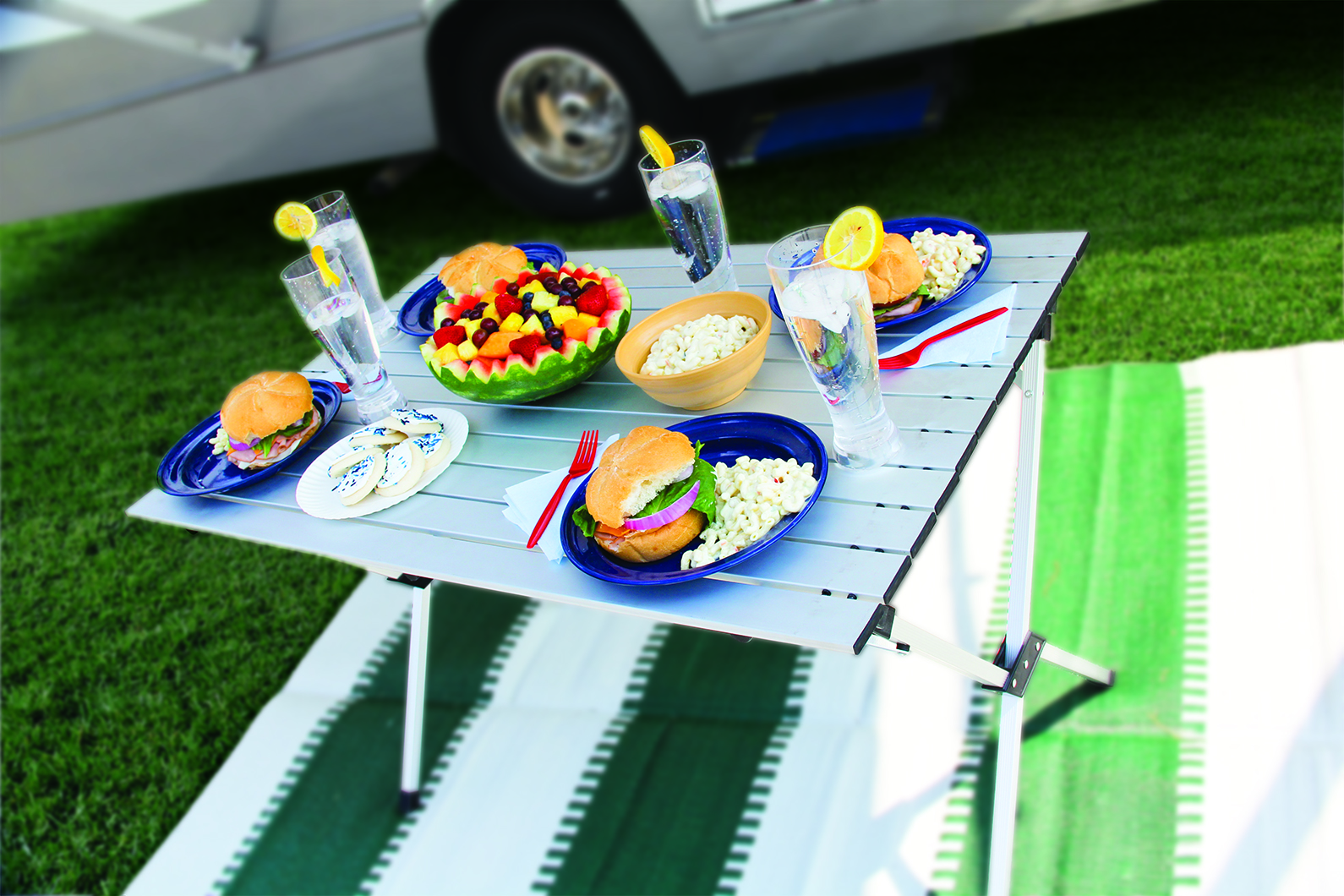 Camco Aluminum Table Rectangular Gray 51892